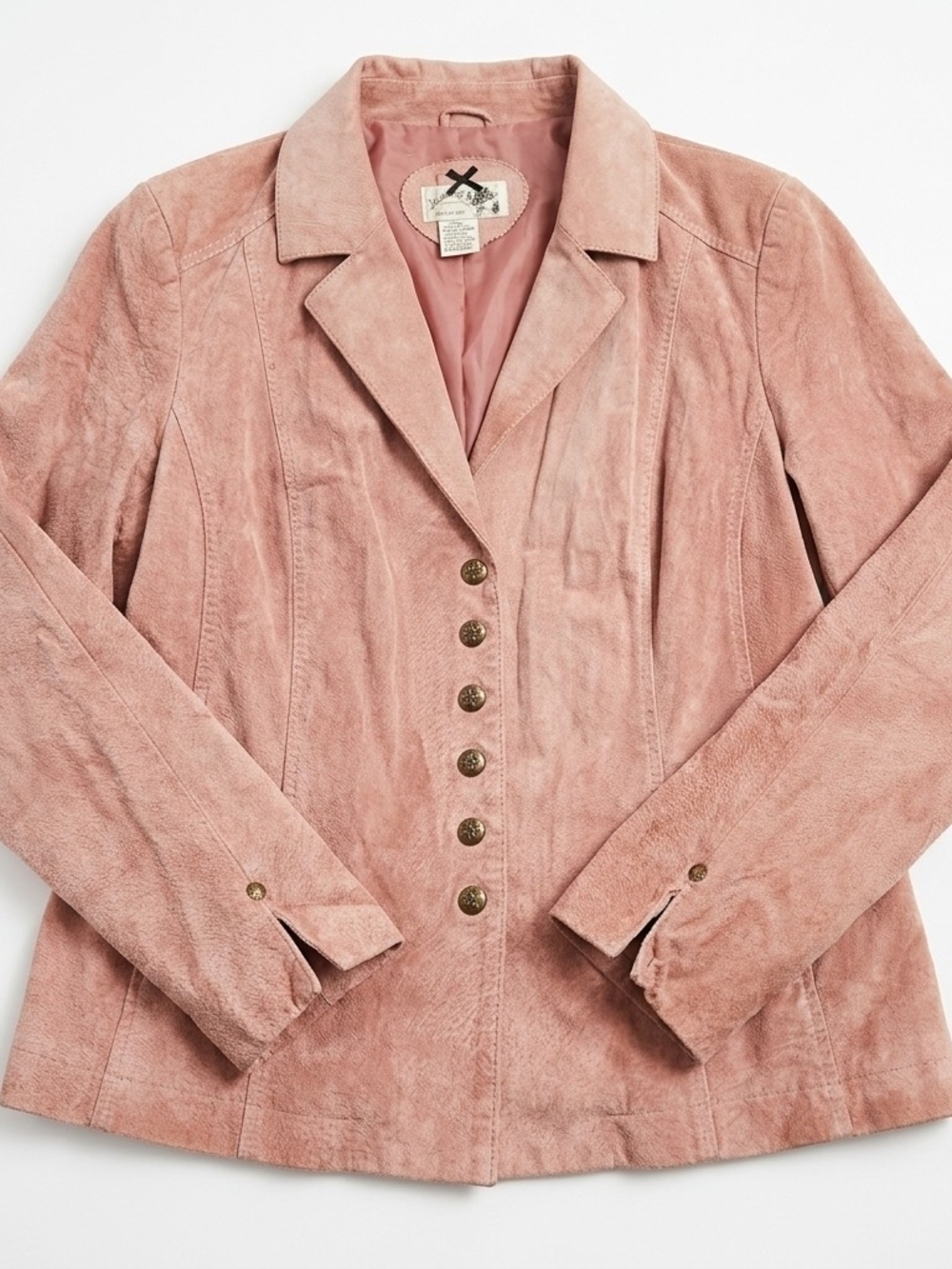 Live a Little Dusty Rose Leather Button-Front Blazer